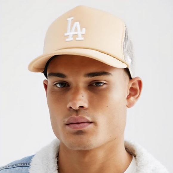 Casquette de baseball réglable snapback trucker marron et bleu clair
